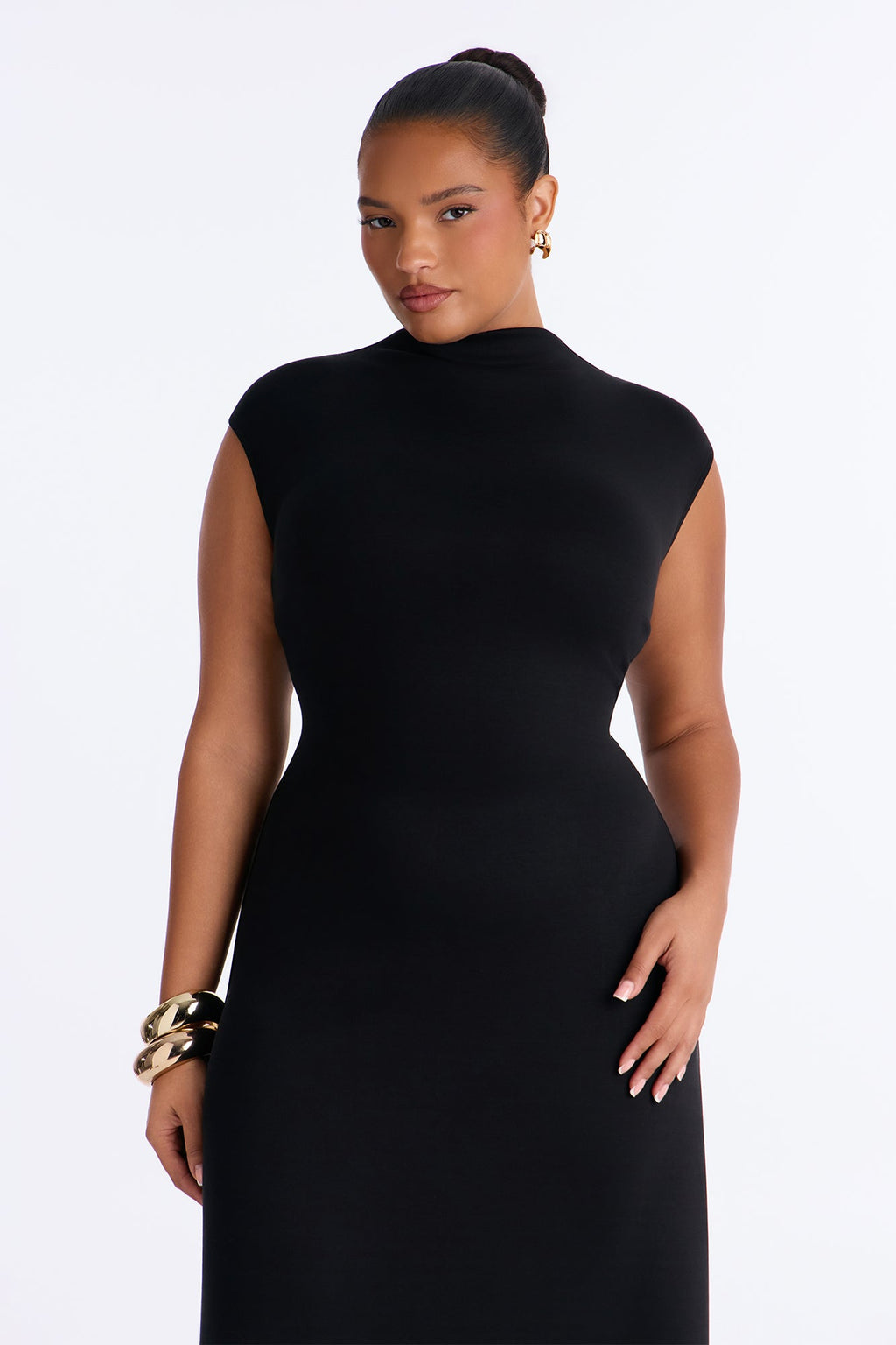 Blaire Mock Neck Maxi Dress - Black