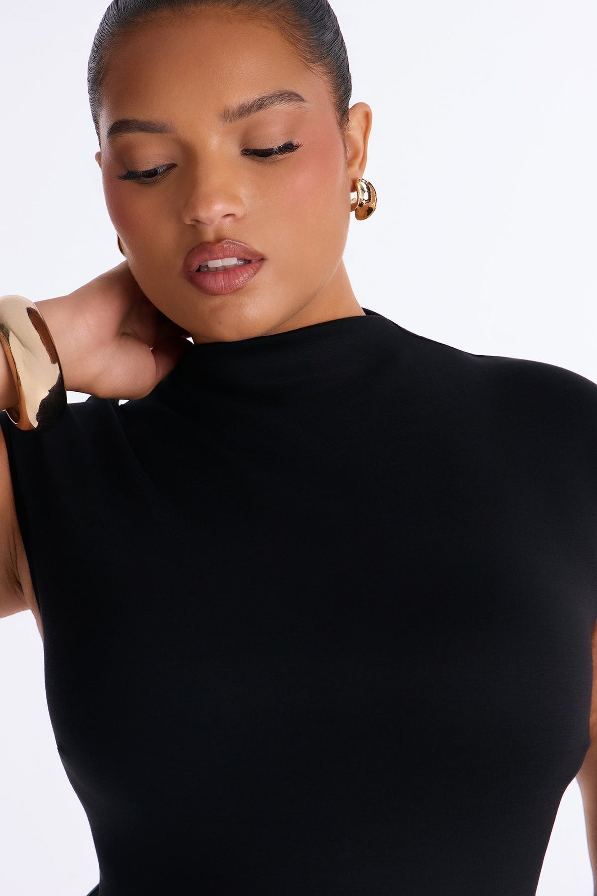 Blaire Mock Neck Maxi Dress - Black
