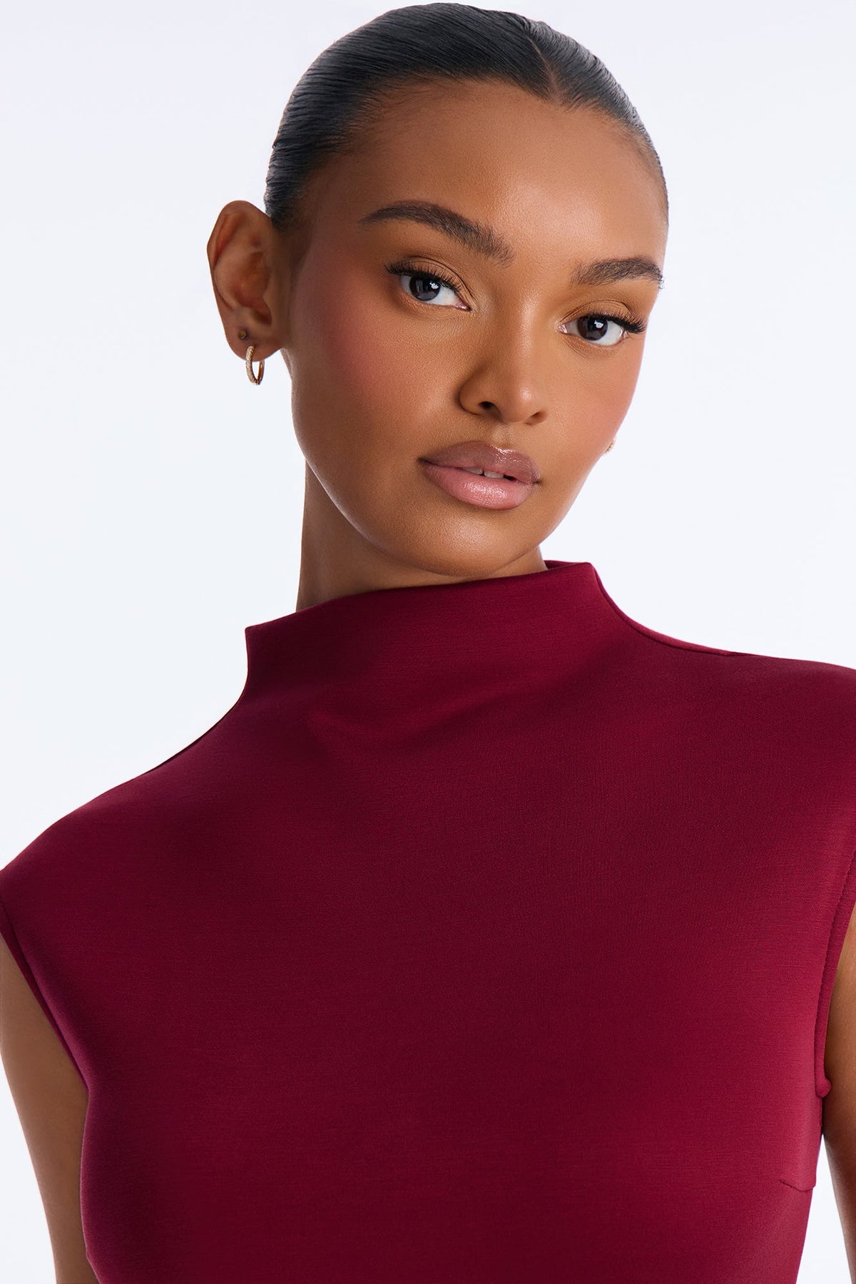 Blaire Mock Neck Maxi Dress - Burgundy