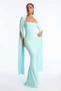 Thinking Rich Cape Maxi Dress - Turquoise