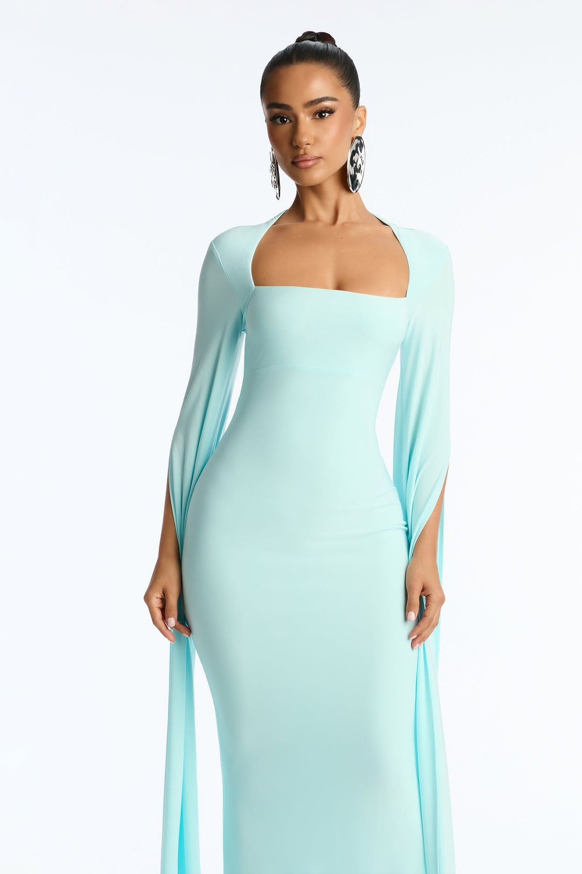 Thinking Rich Cape Maxi Dress - Turquoise