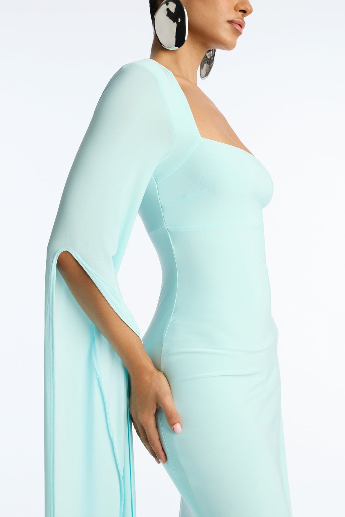 Thinking Rich Cape Maxi Dress - Turquoise