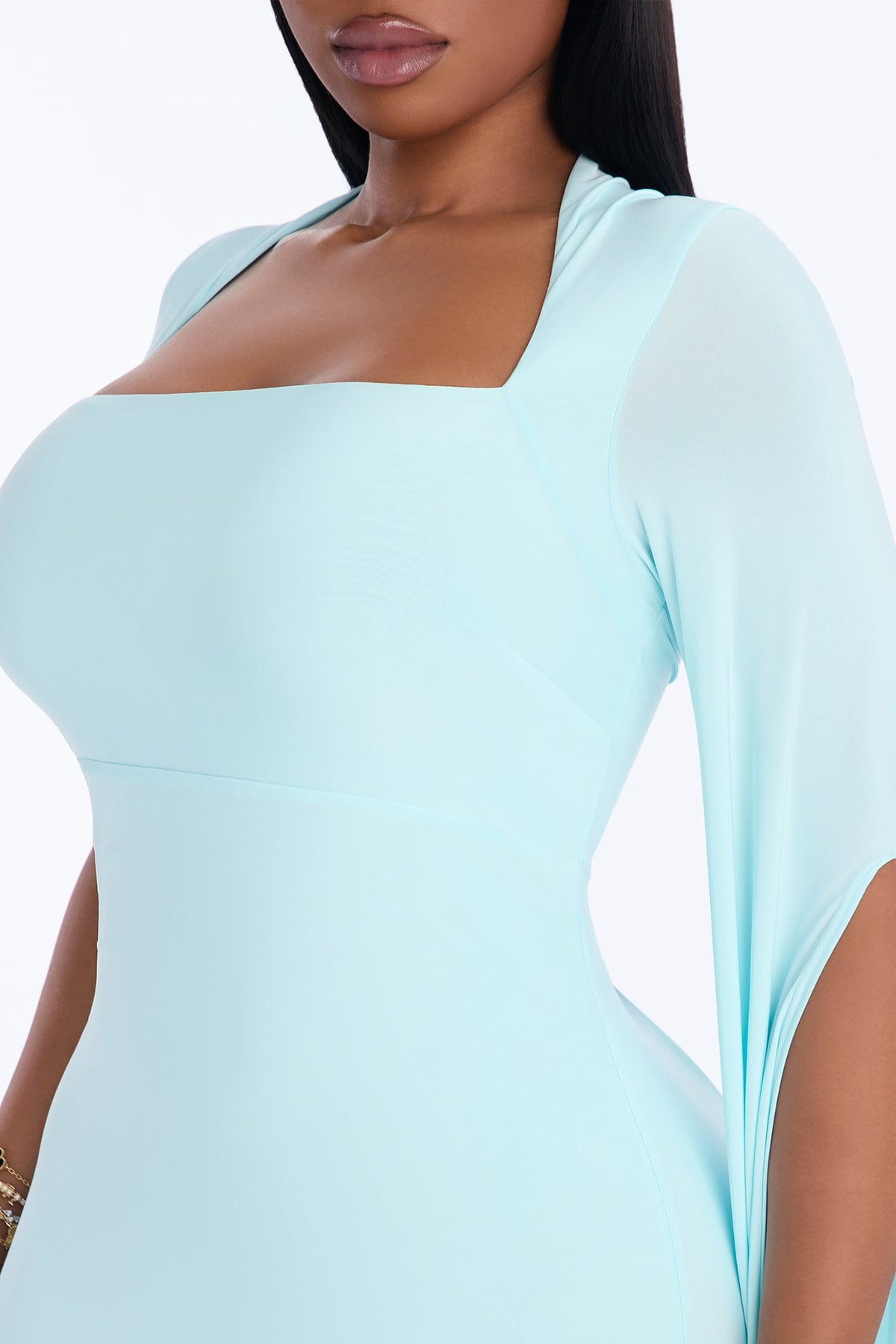 Thinking Rich Cape Maxi Dress - Turquoise