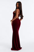 Arrive At Nine Velvet Maxi Dress - Burgundy