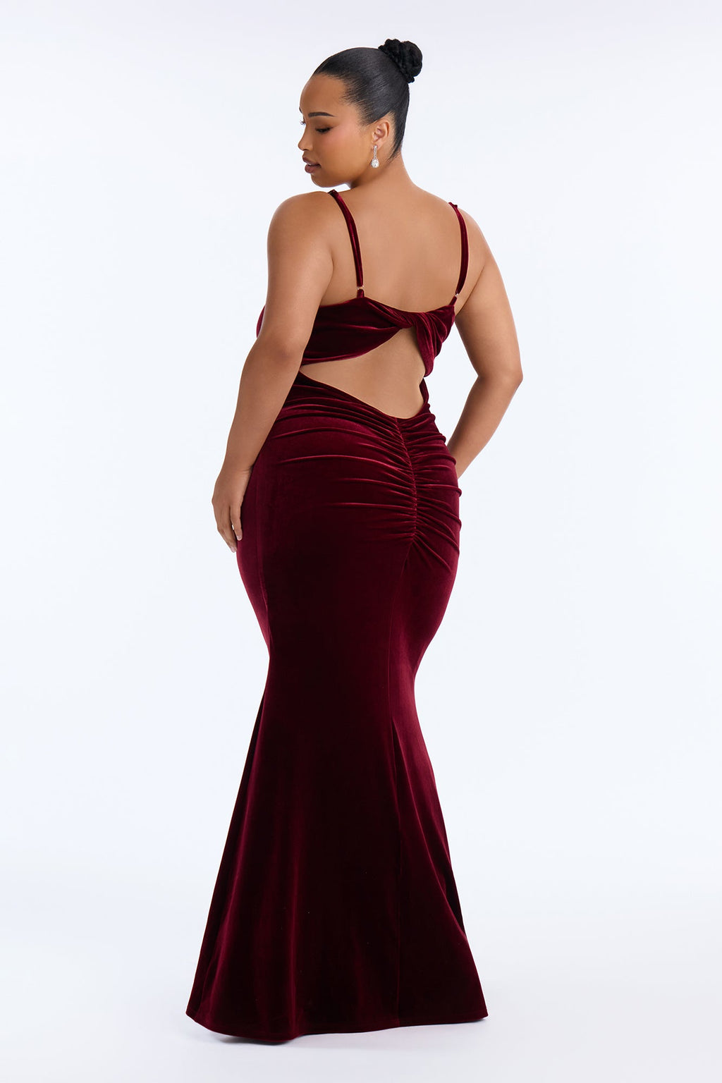 Arrive At Nine Velvet Maxi Dress - Burgundy