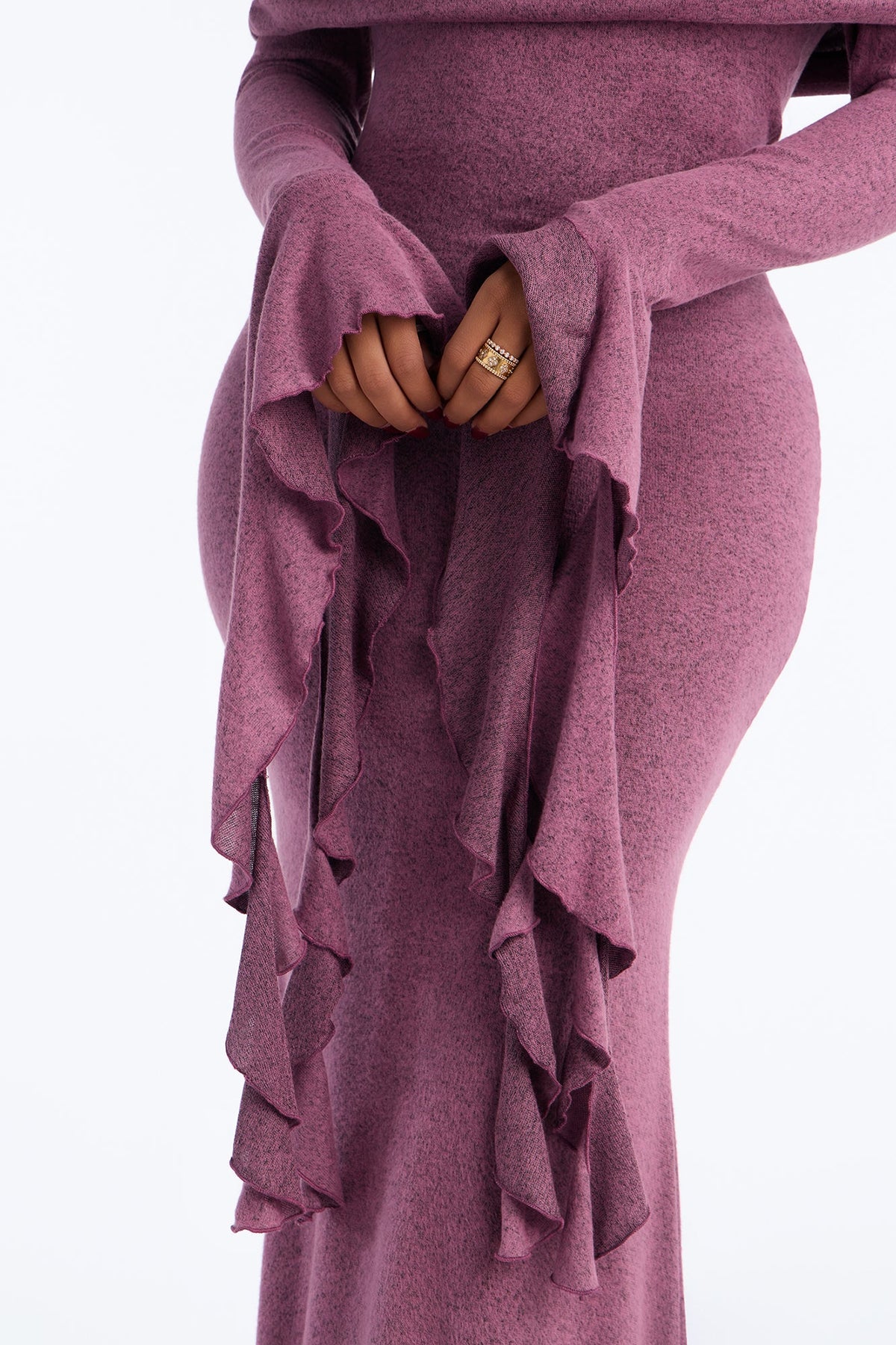 Always In Style Ruffle Long Sleeve Maxi Dress - Plum