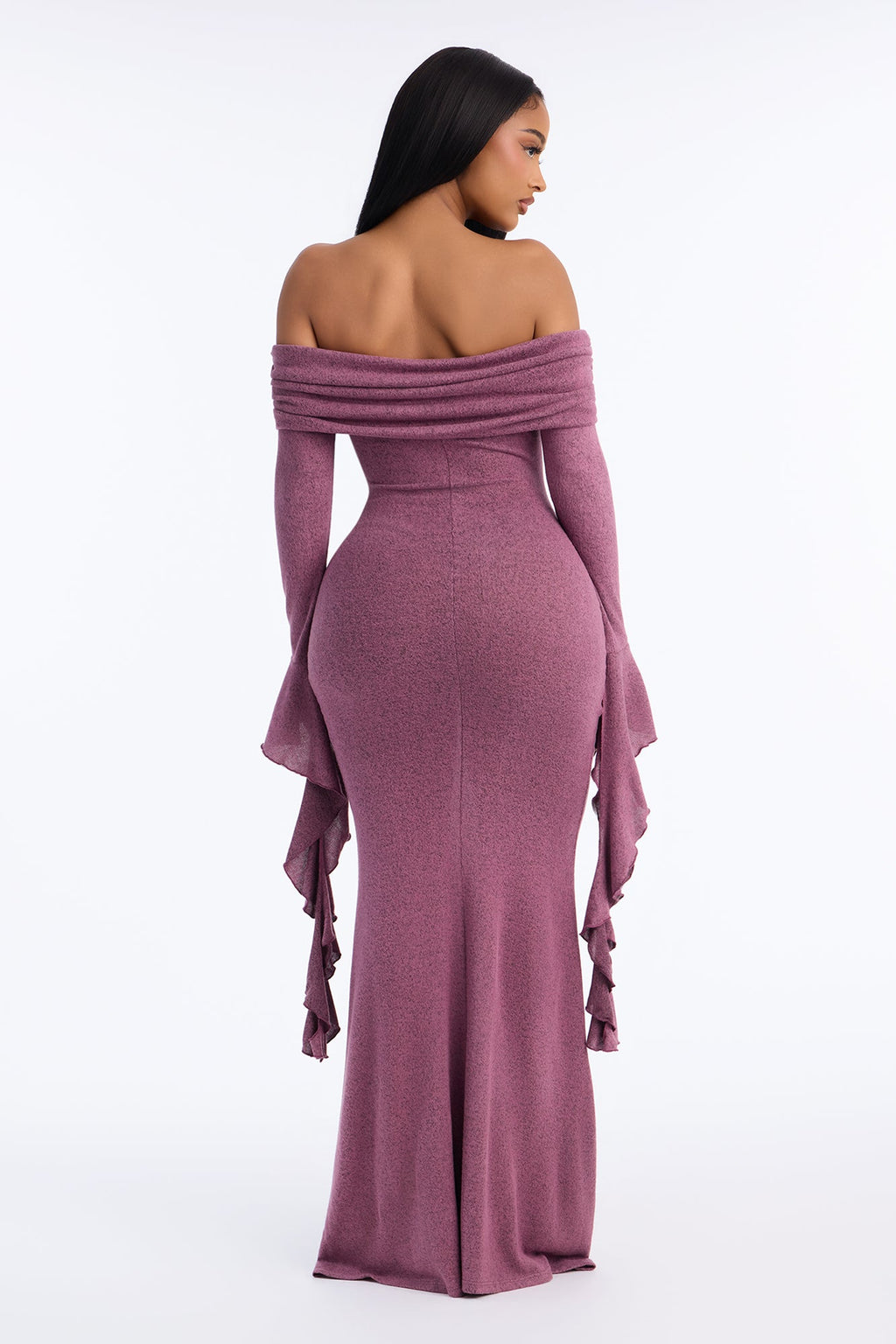 Always In Style Ruffle Long Sleeve Maxi Dress - Plum