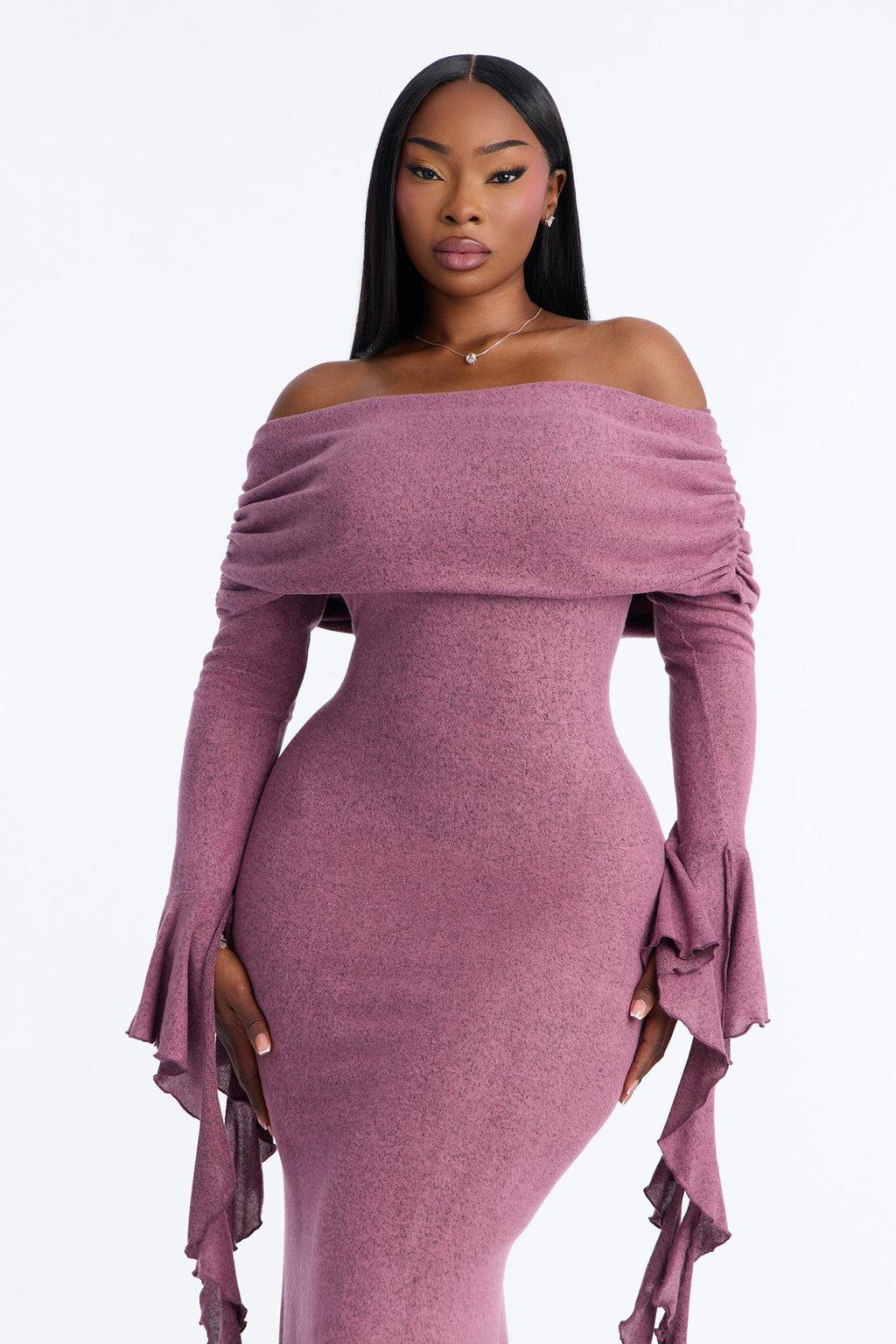 Always In Style Ruffle Long Sleeve Maxi Dress - Plum