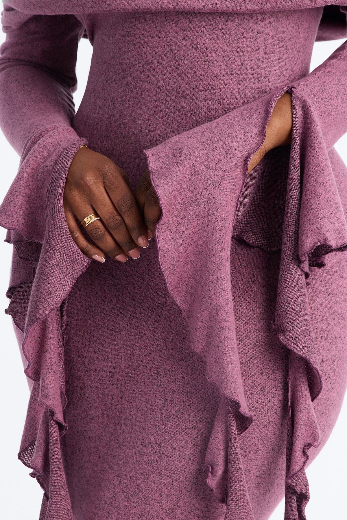 Always In Style Ruffle Long Sleeve Maxi Dress - Plum