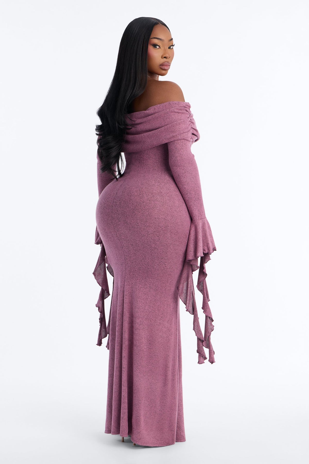 Always In Style Ruffle Long Sleeve Maxi Dress - Plum