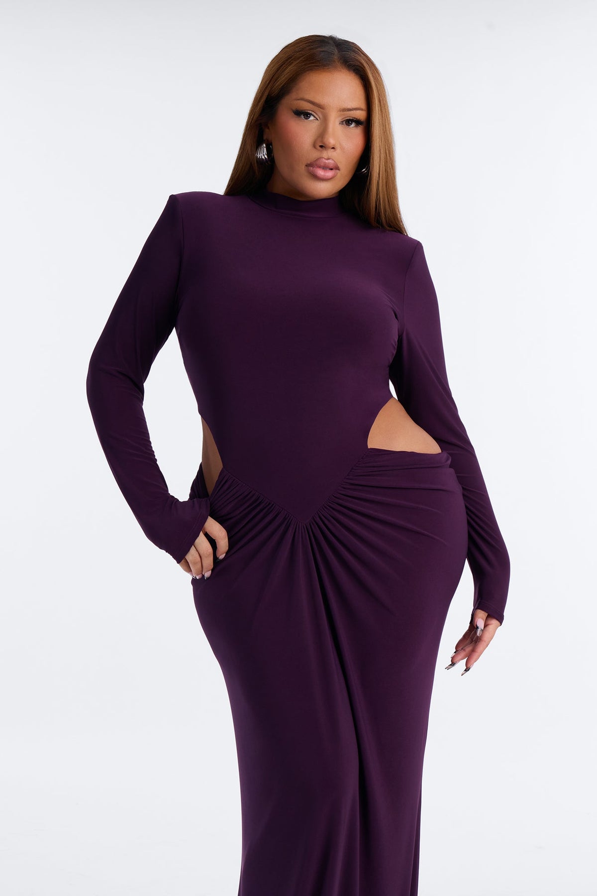 Eloise Long Sleeve Maxi Dress - Purple