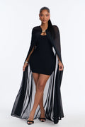 Caelie Cape Mini Dress Set - Black