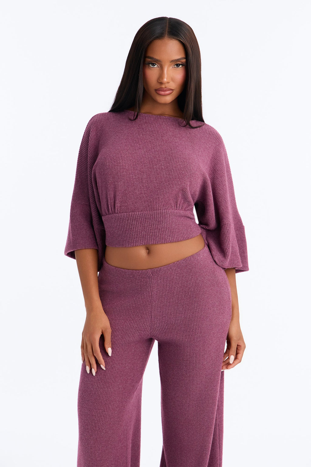 Trina Thermal Pant Set - Plum