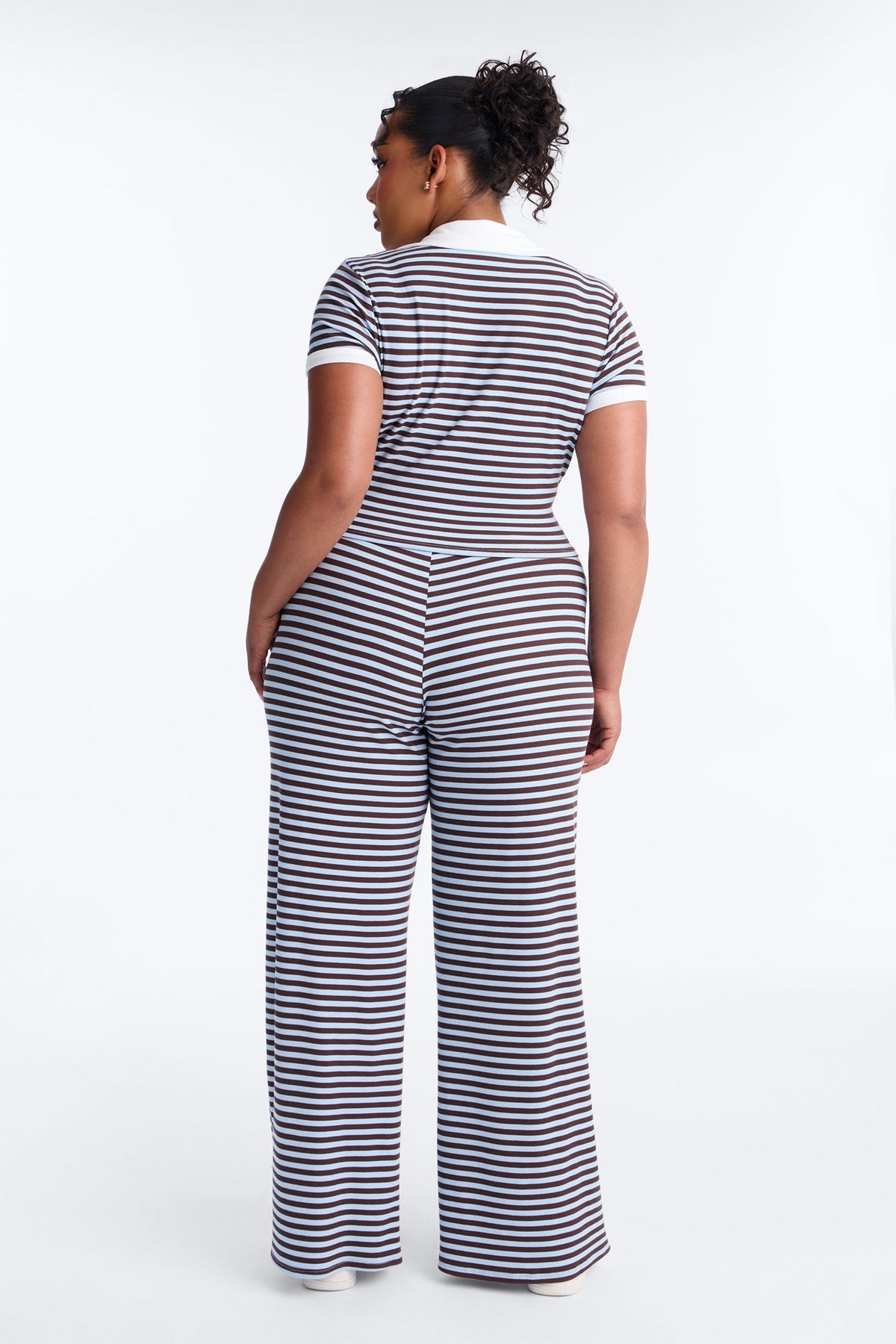 Thinking About You Ribbed Pant Set - Brown/combo