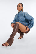 Zahra Knee High Novelty Boots - Brown
