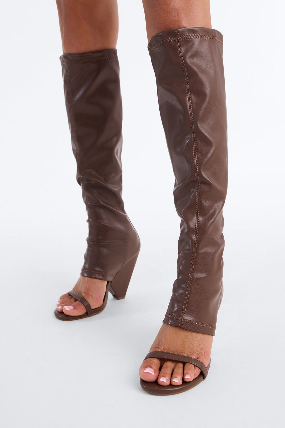 Zahra Knee High Novelty Boots - Brown