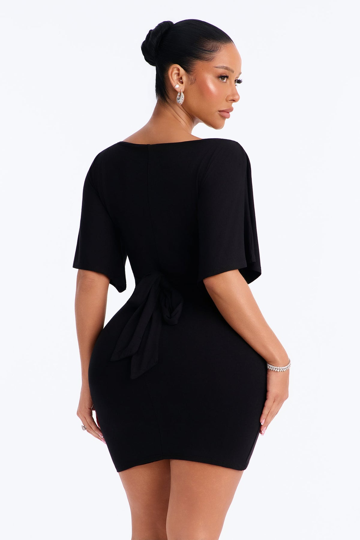 Kennedy Tie Waist Mini Dress - Black