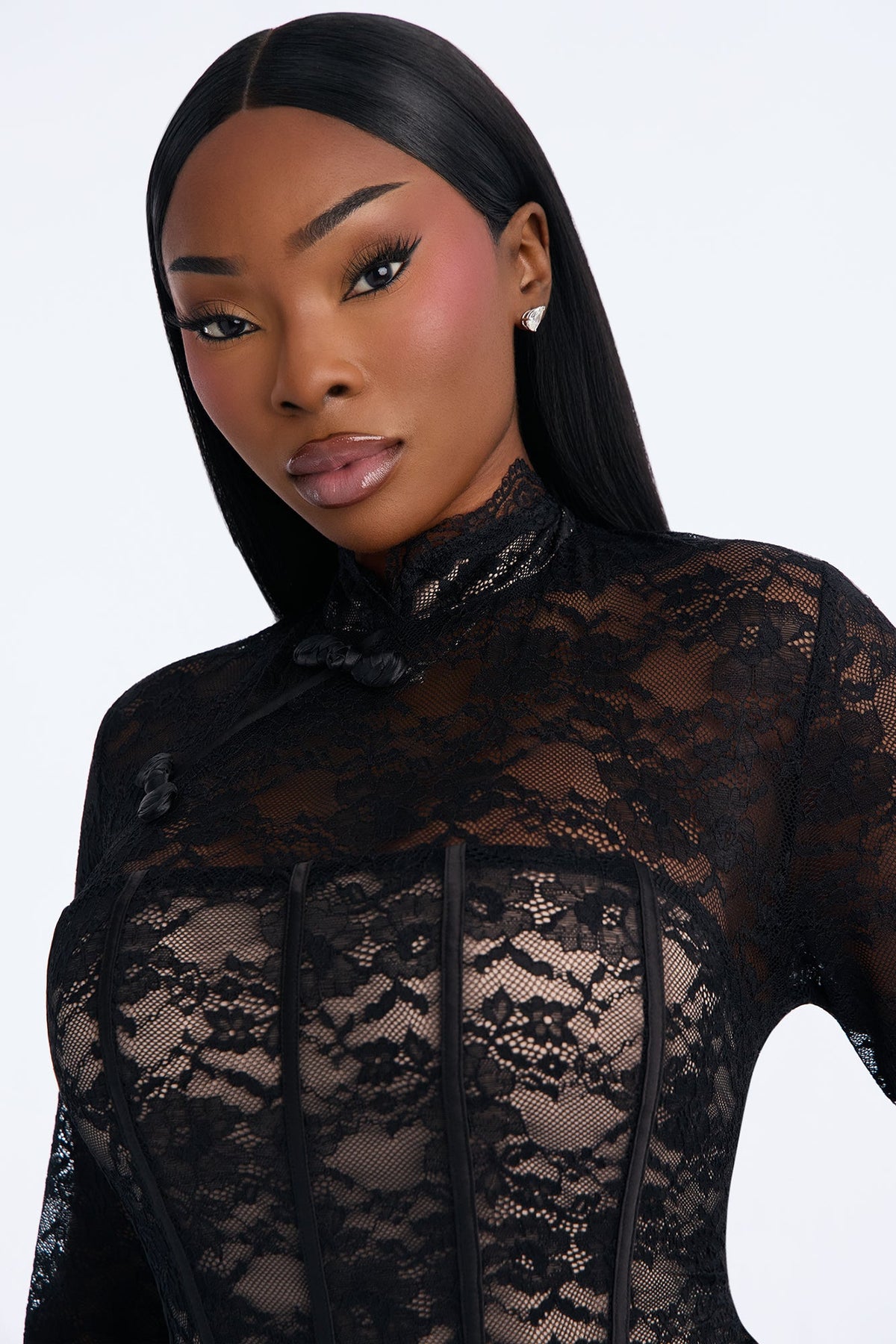 As You Wish Corset Waist Lace Mini Dress - Black