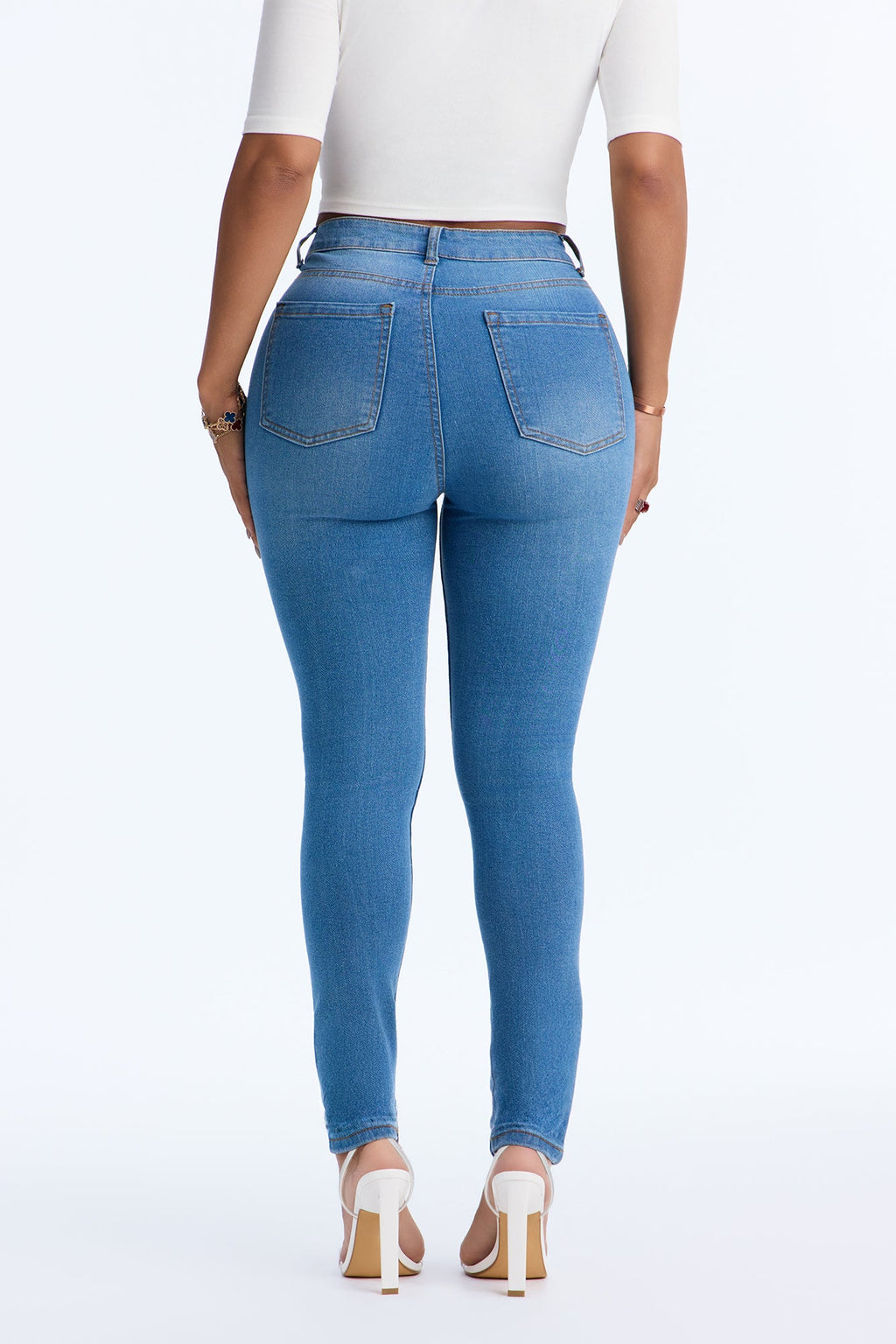 Give It Time High Rise Ripped Skinny Jeans - Medium Wash