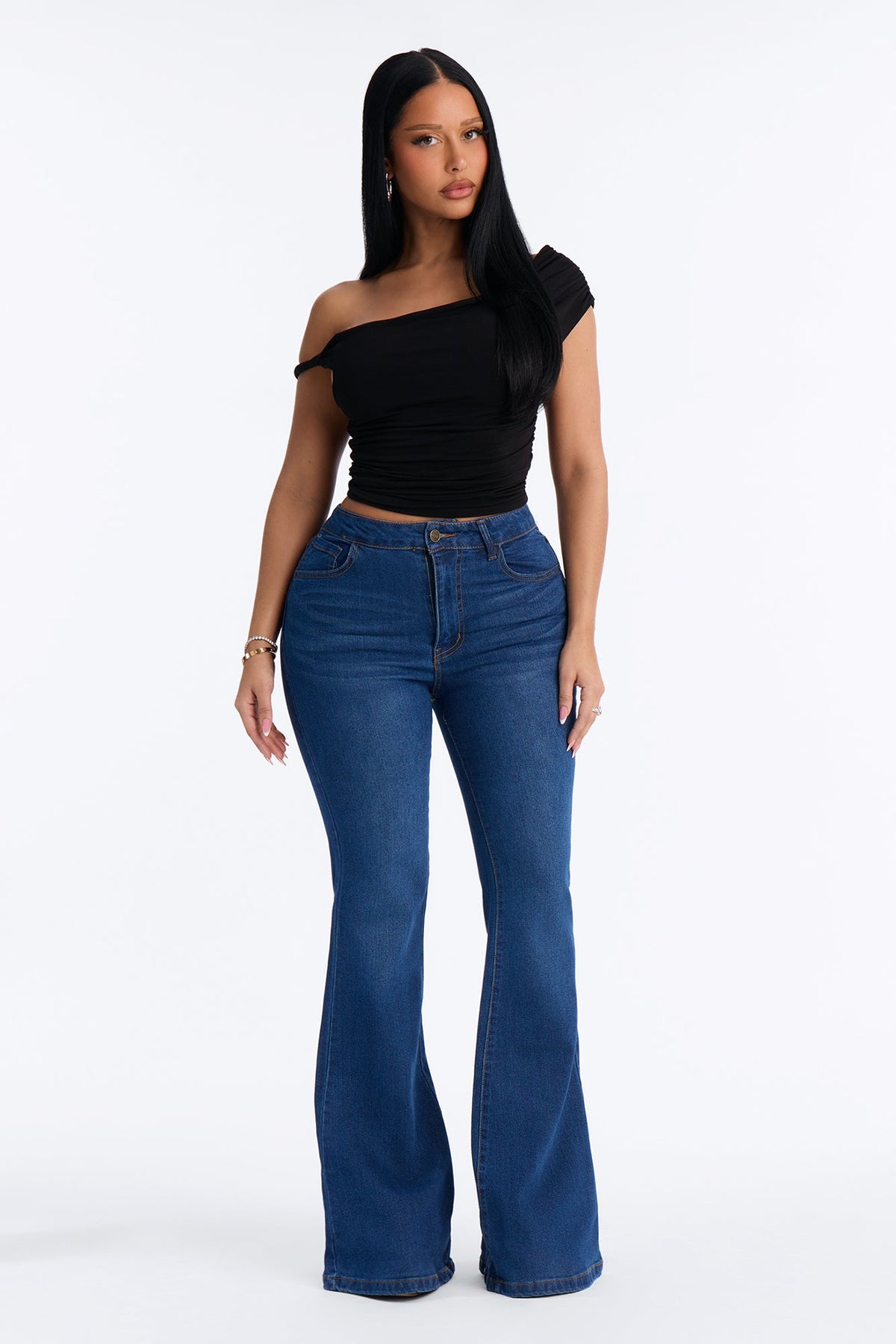 Daydreaming High Rise Stretch Flare Leg Jeans - Dark Wash