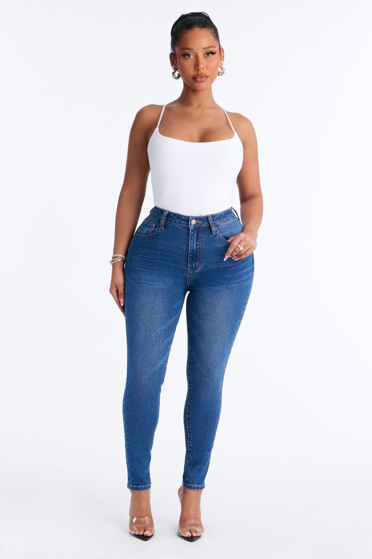 Simply You High Rise Stretch Skinny Jeans - Dark Wash