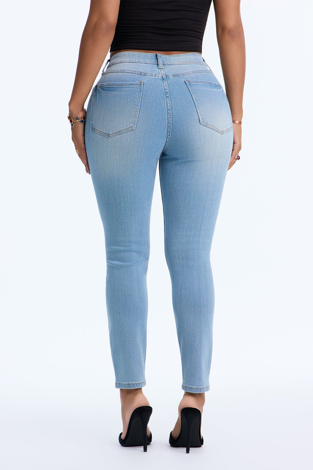 Get It Going High Rise Ripped Skinny Jeans - Light Wash