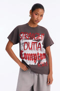 NWA Straight Out Of Compton Washed Tee - Charcoal