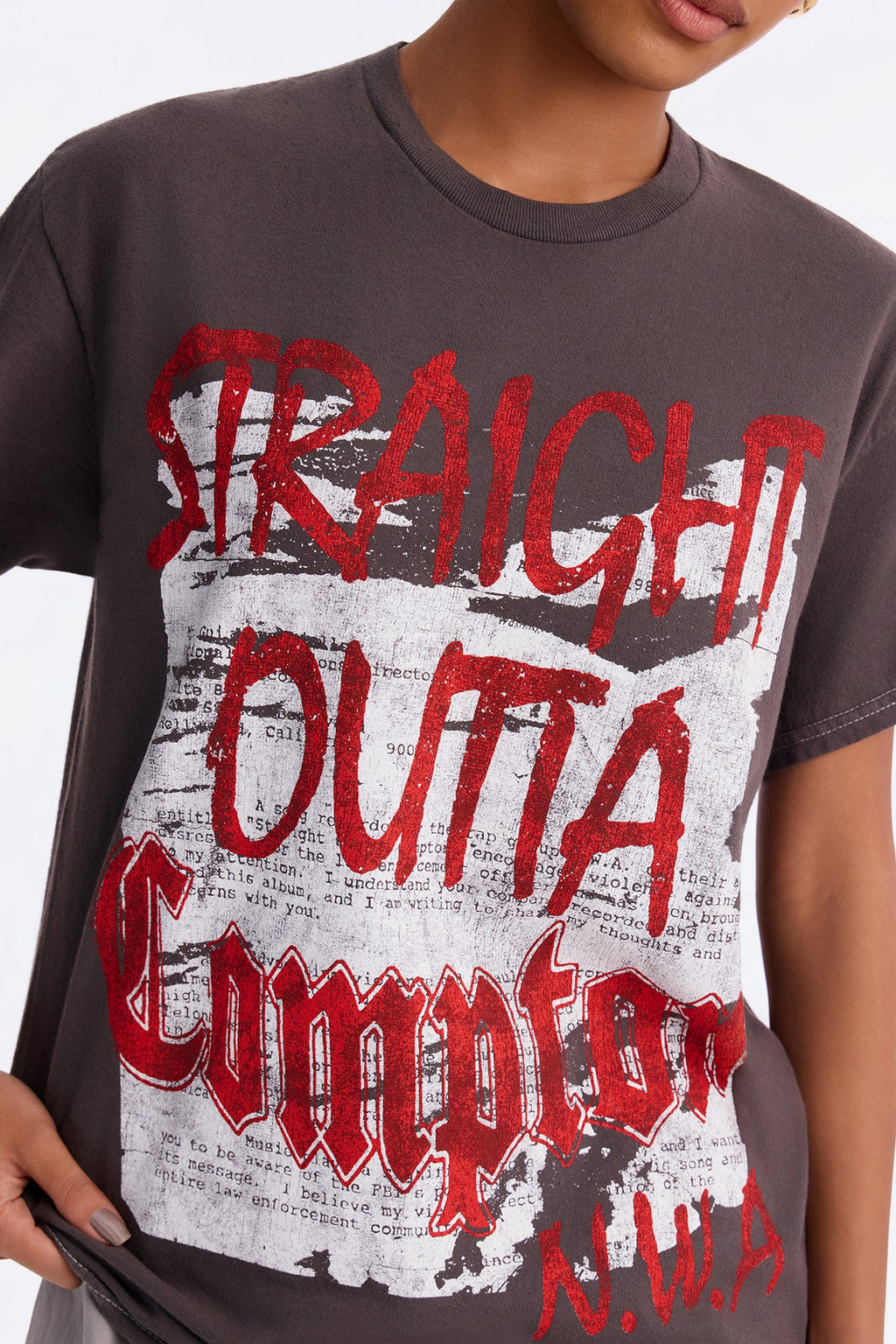 NWA Straight Out Of Compton Washed Tee - Charcoal