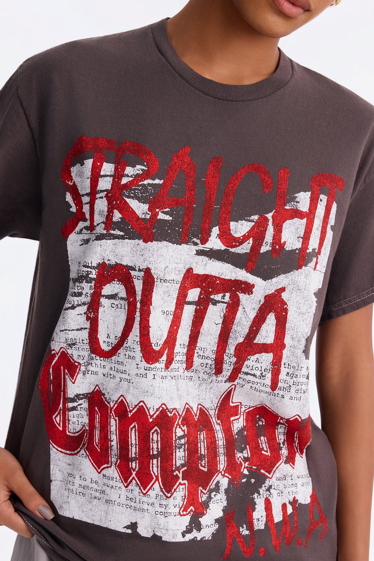 NWA Straight Out Of Compton Washed Tee - Charcoal