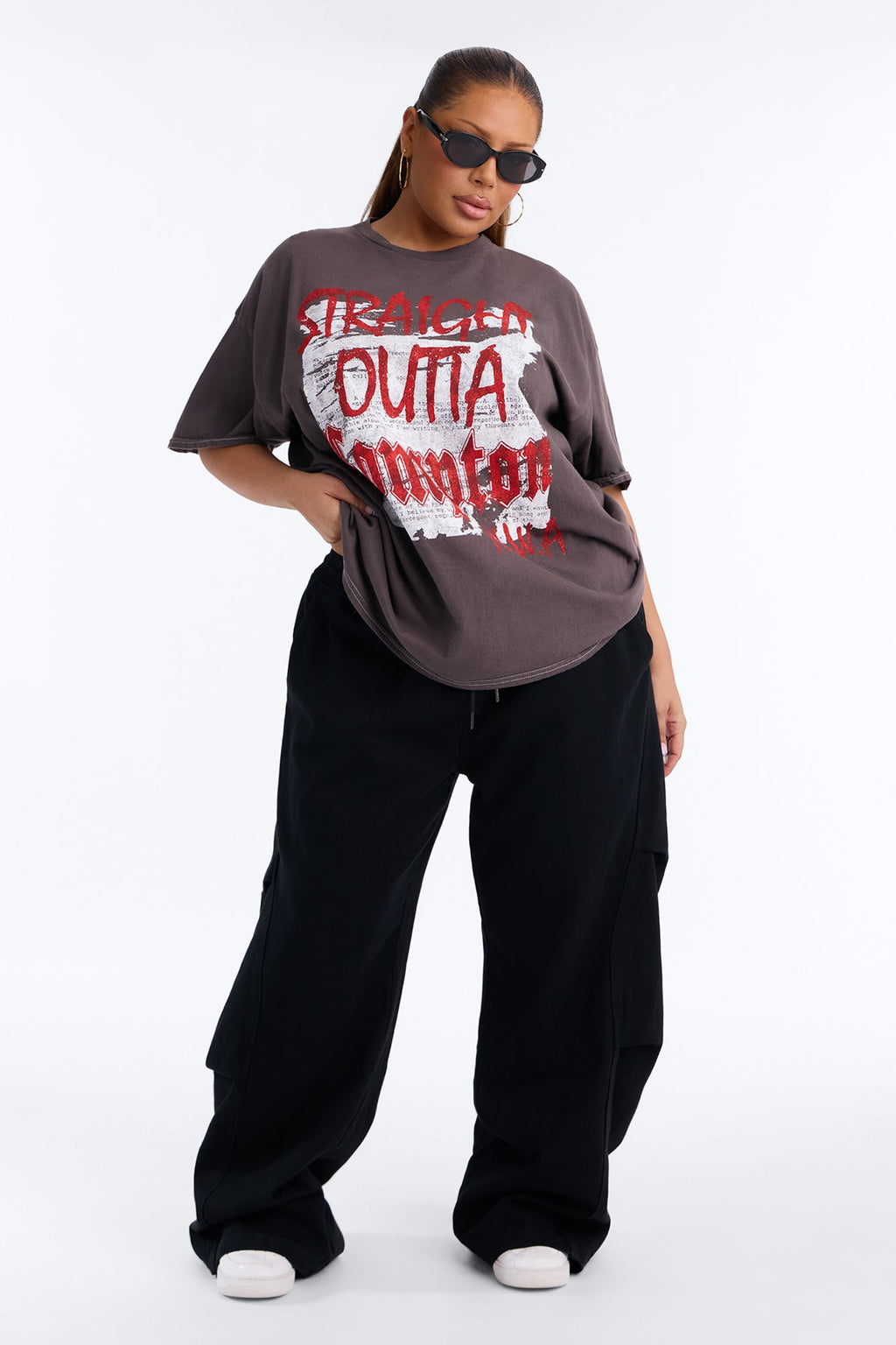 NWA Straight Out Of Compton Washed Tee - Charcoal