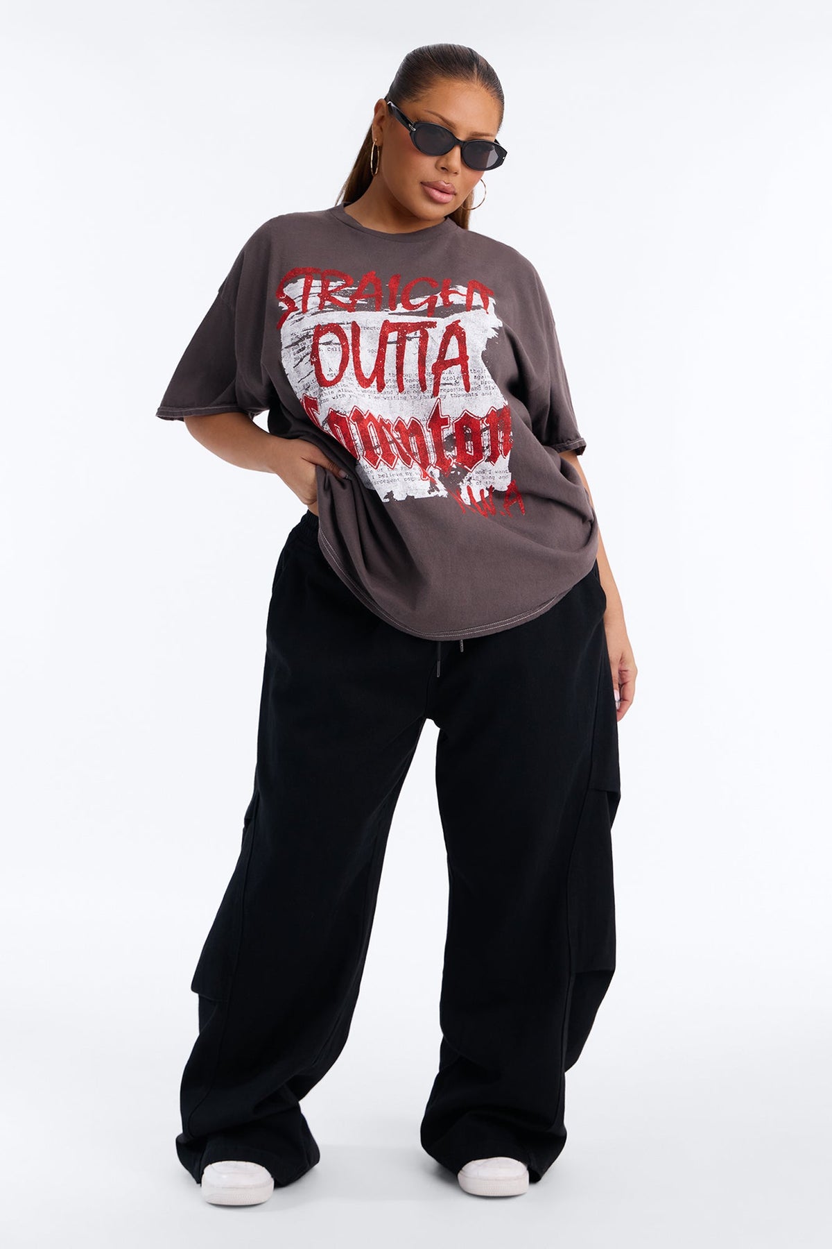 NWA Straight Out Of Compton Washed Tee - Charcoal