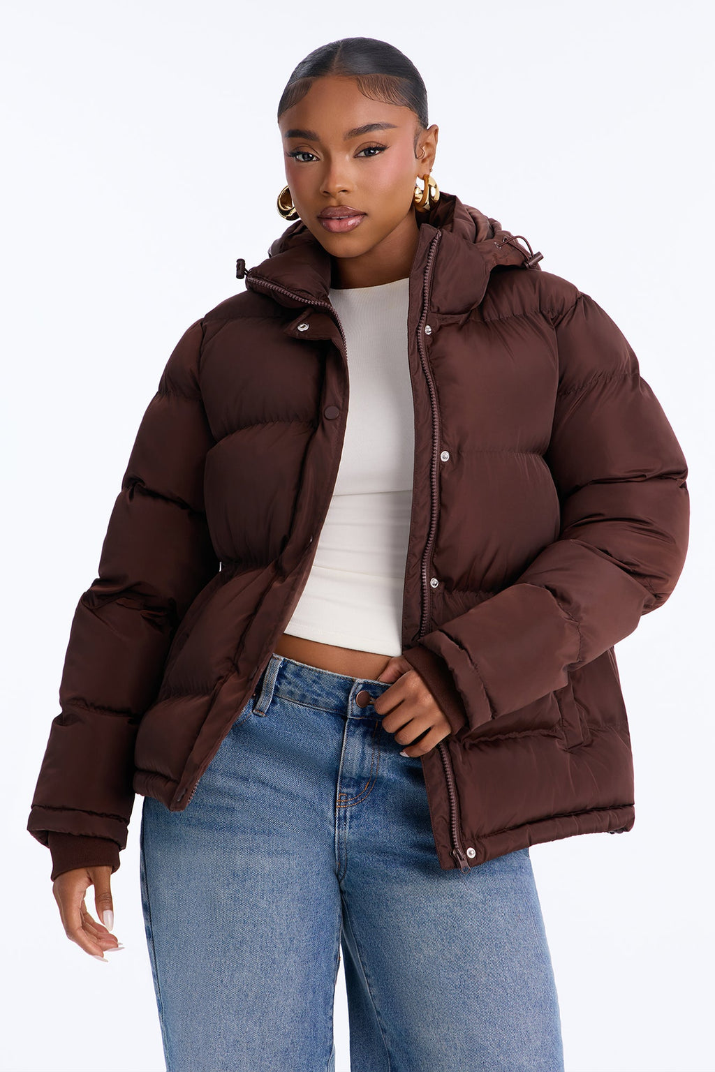 Speak My Mind Puffer Jacket - Chocolate