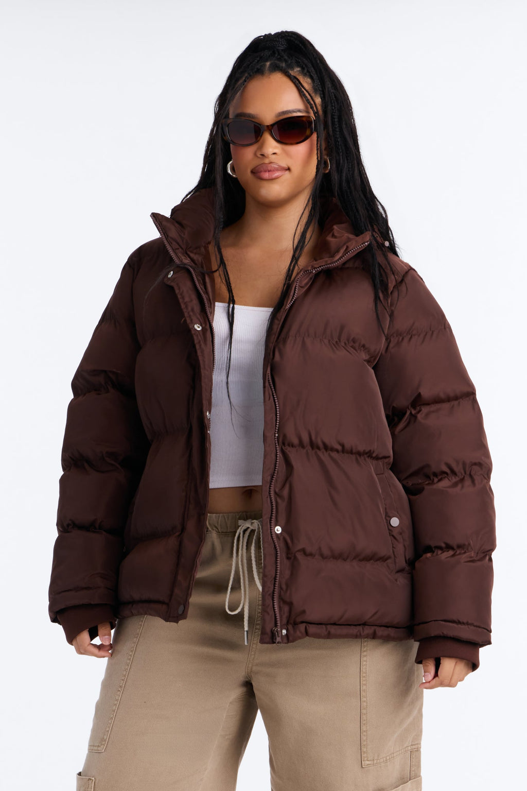 Speak My Mind Puffer Jacket - Chocolate