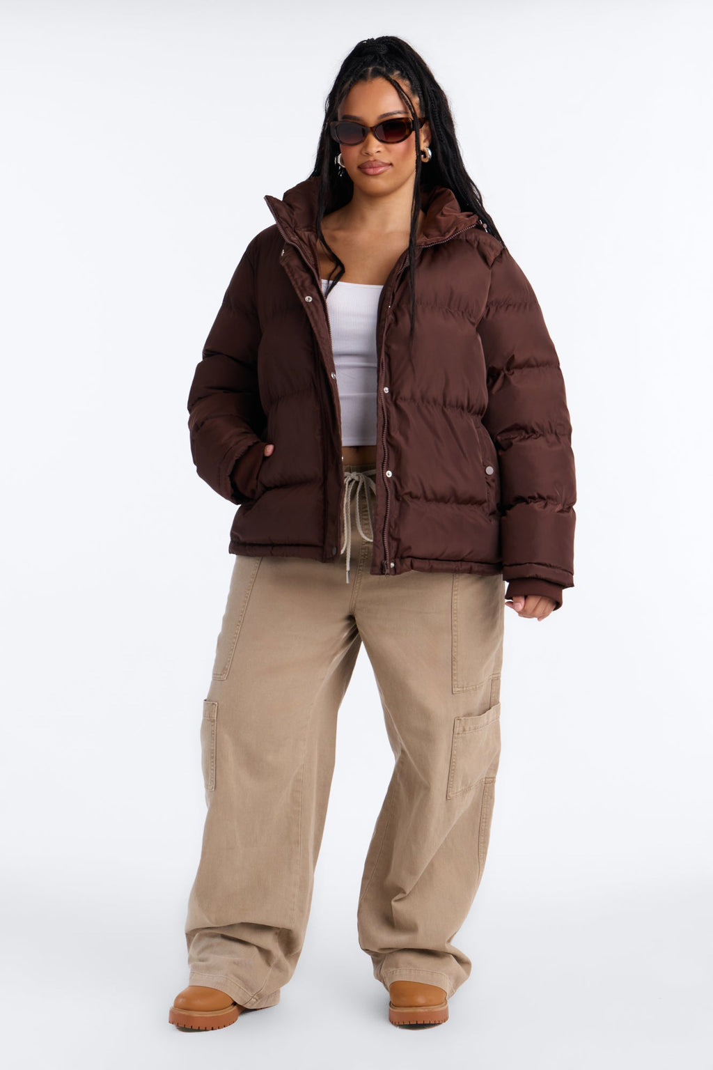 Speak My Mind Puffer Jacket - Chocolate
