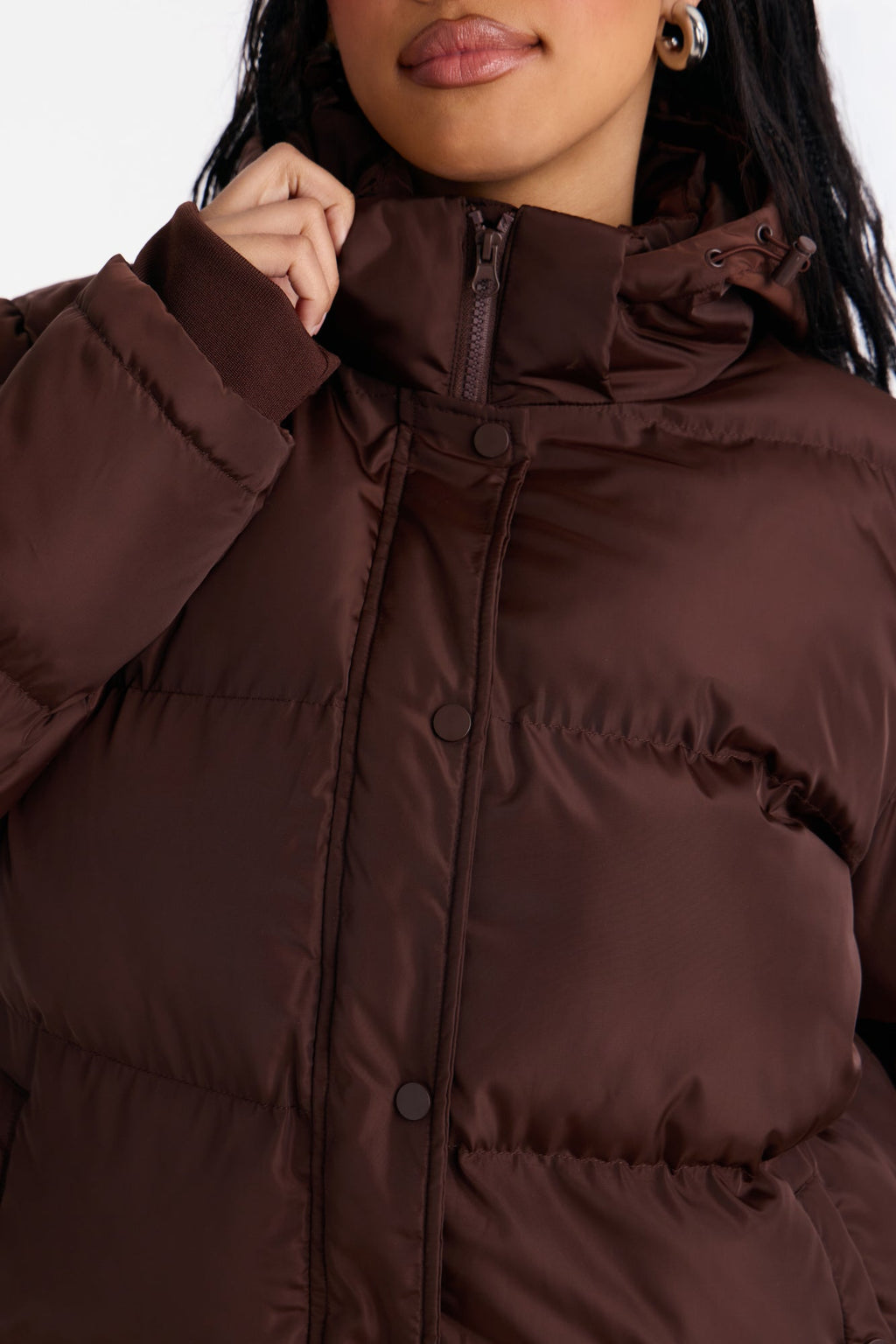 Speak My Mind Puffer Jacket - Chocolate