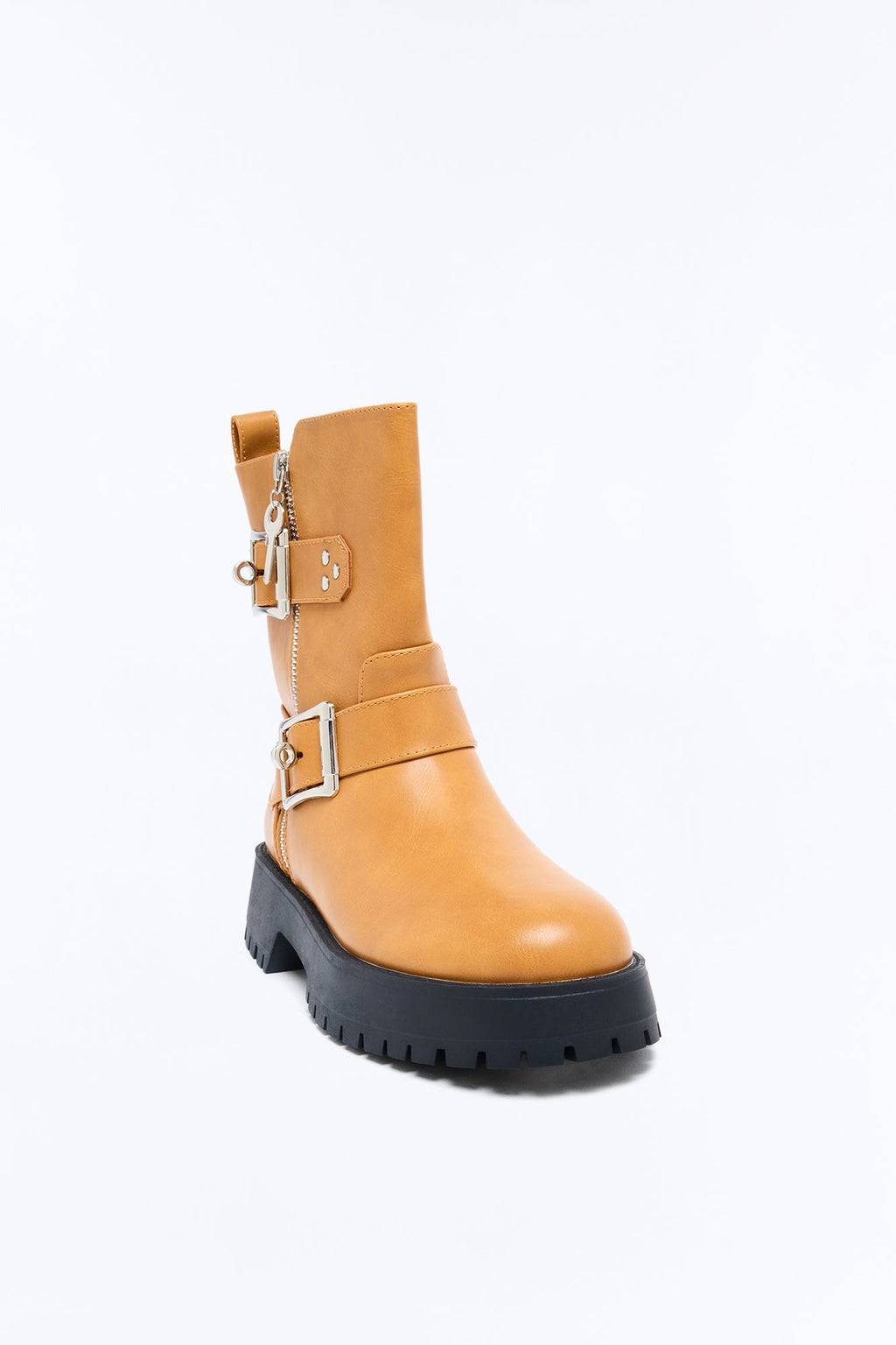 Open Up Platform Booties - Tan
