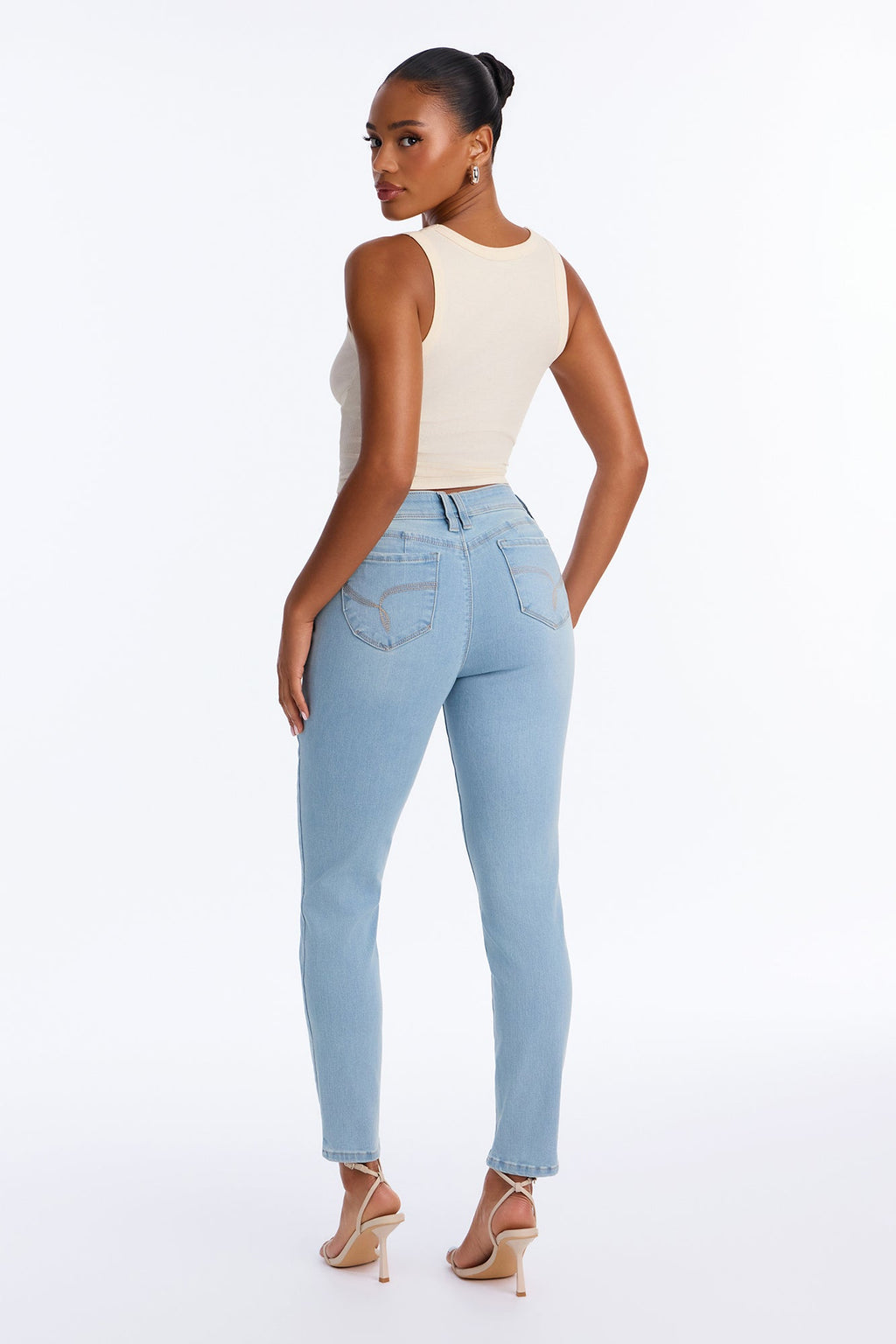 Shape Shift Booty Lifter Stretch Skinny Jeans - Light Wash