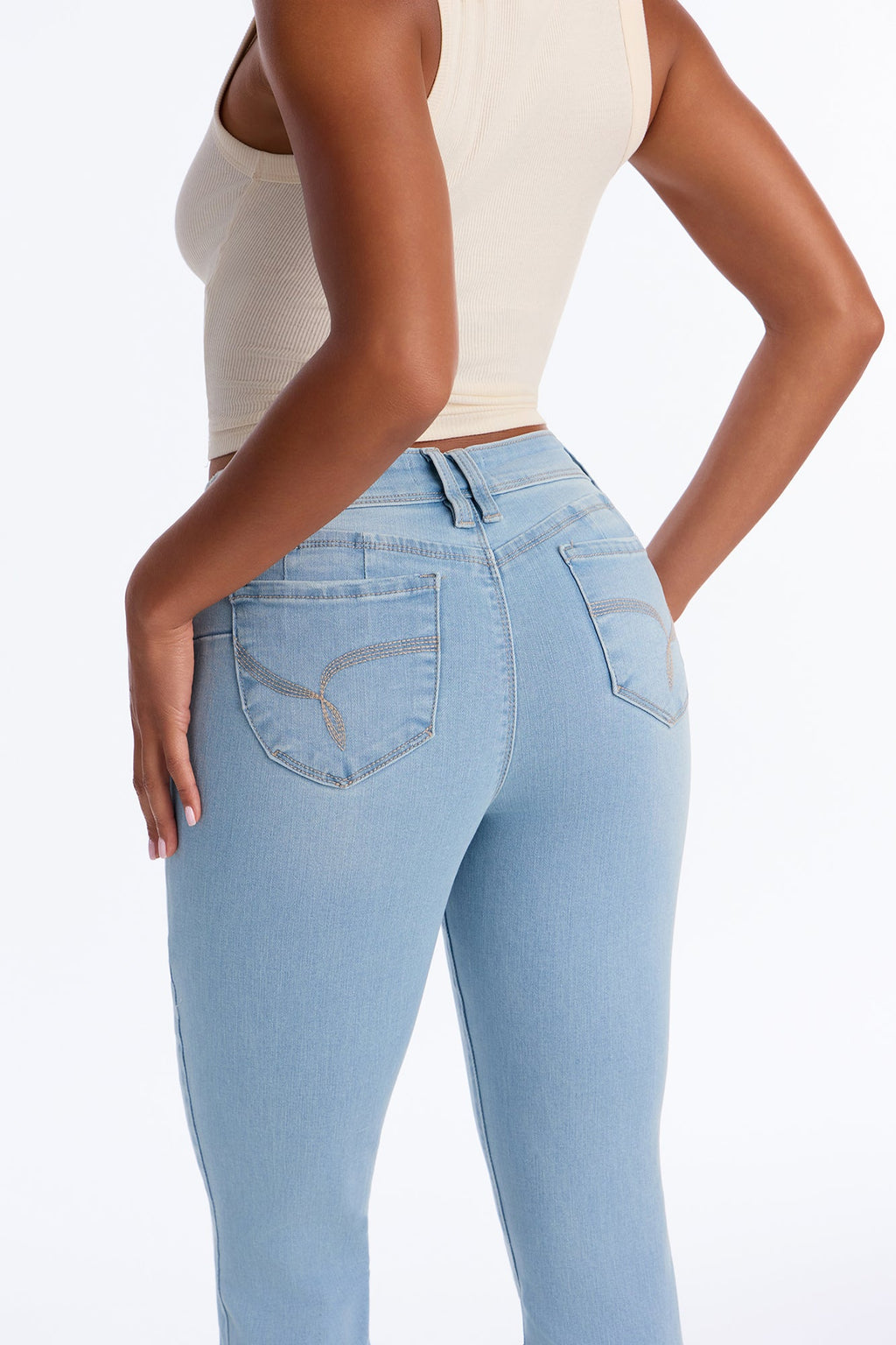 Shape Shift Booty Lifter Stretch Skinny Jeans - Light Wash
