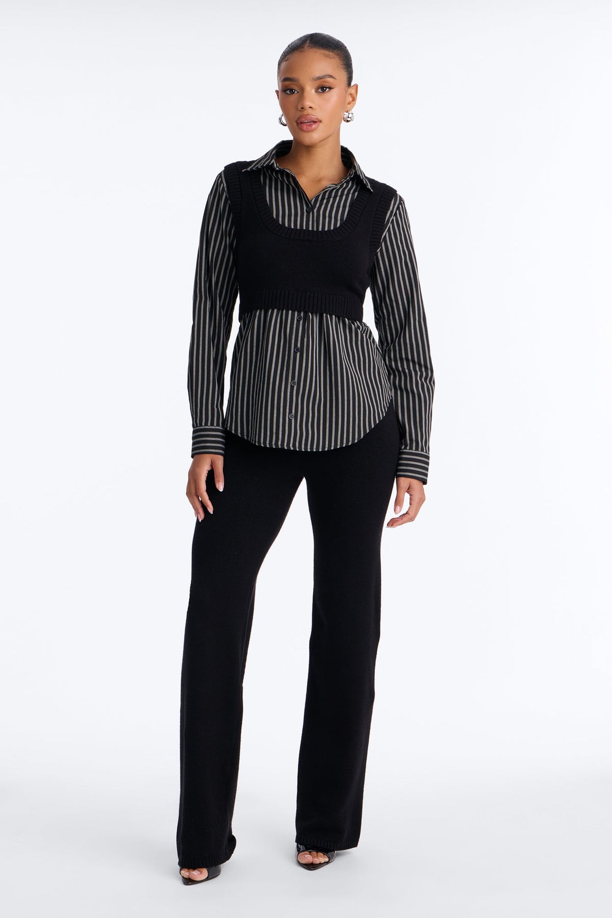 Take Notes Sweater Pant Set - Black