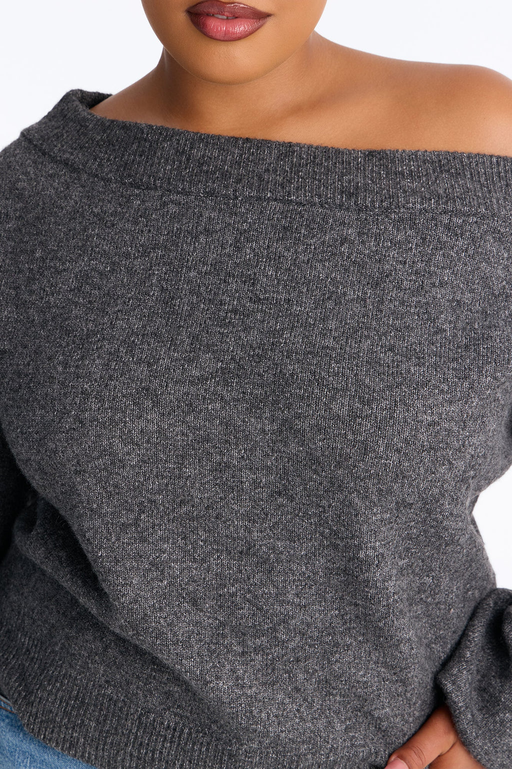 Dany Off Shoulder Sweater - Charcoal