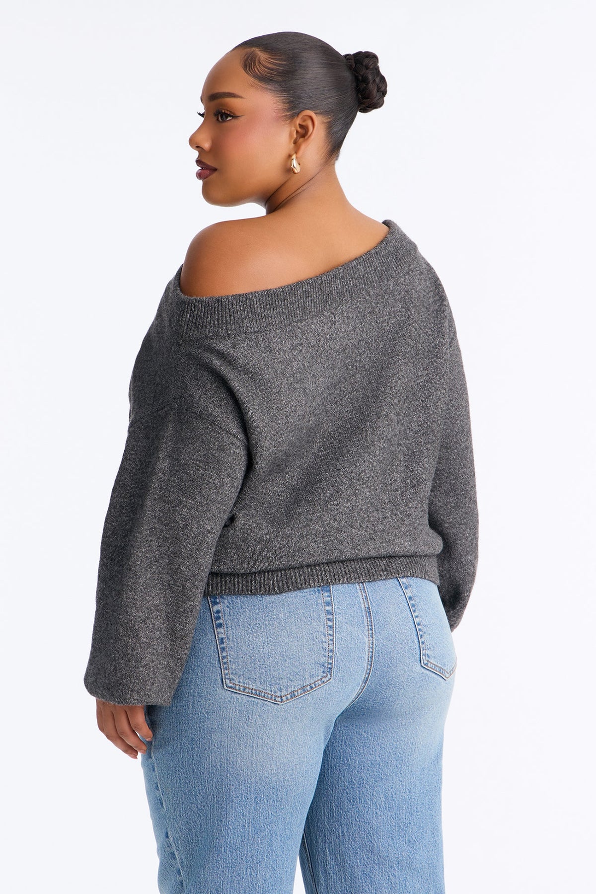 Dany Off Shoulder Sweater - Charcoal