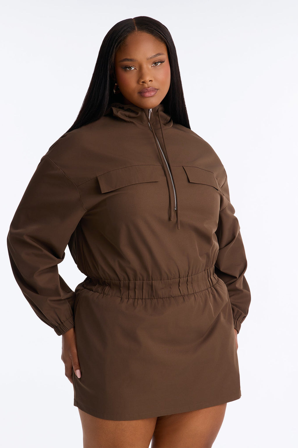 Take Notes Hooded Mini Dress - Chocolate