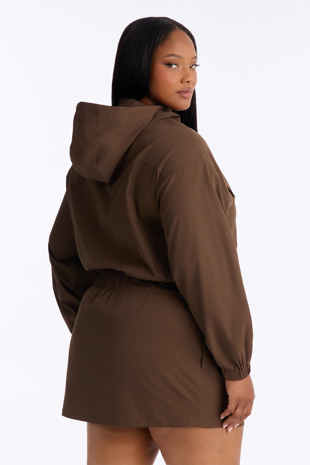 Take Notes Hooded Mini Dress - Chocolate