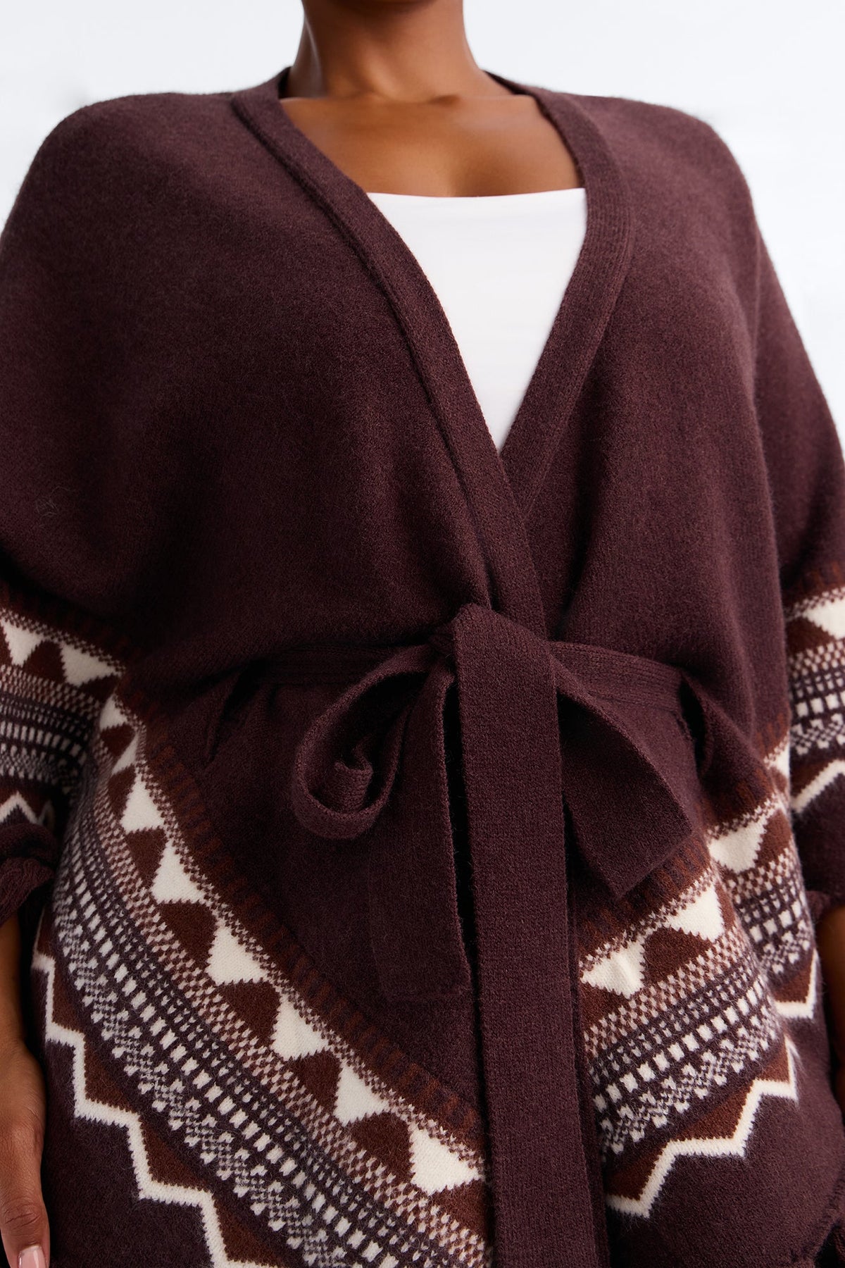 Willow Fringe Poncho Sweater Pant Set - Chocolate