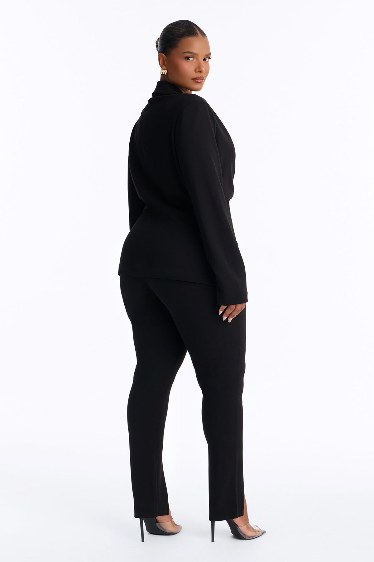 Samantha Ruched Pant Set - Black