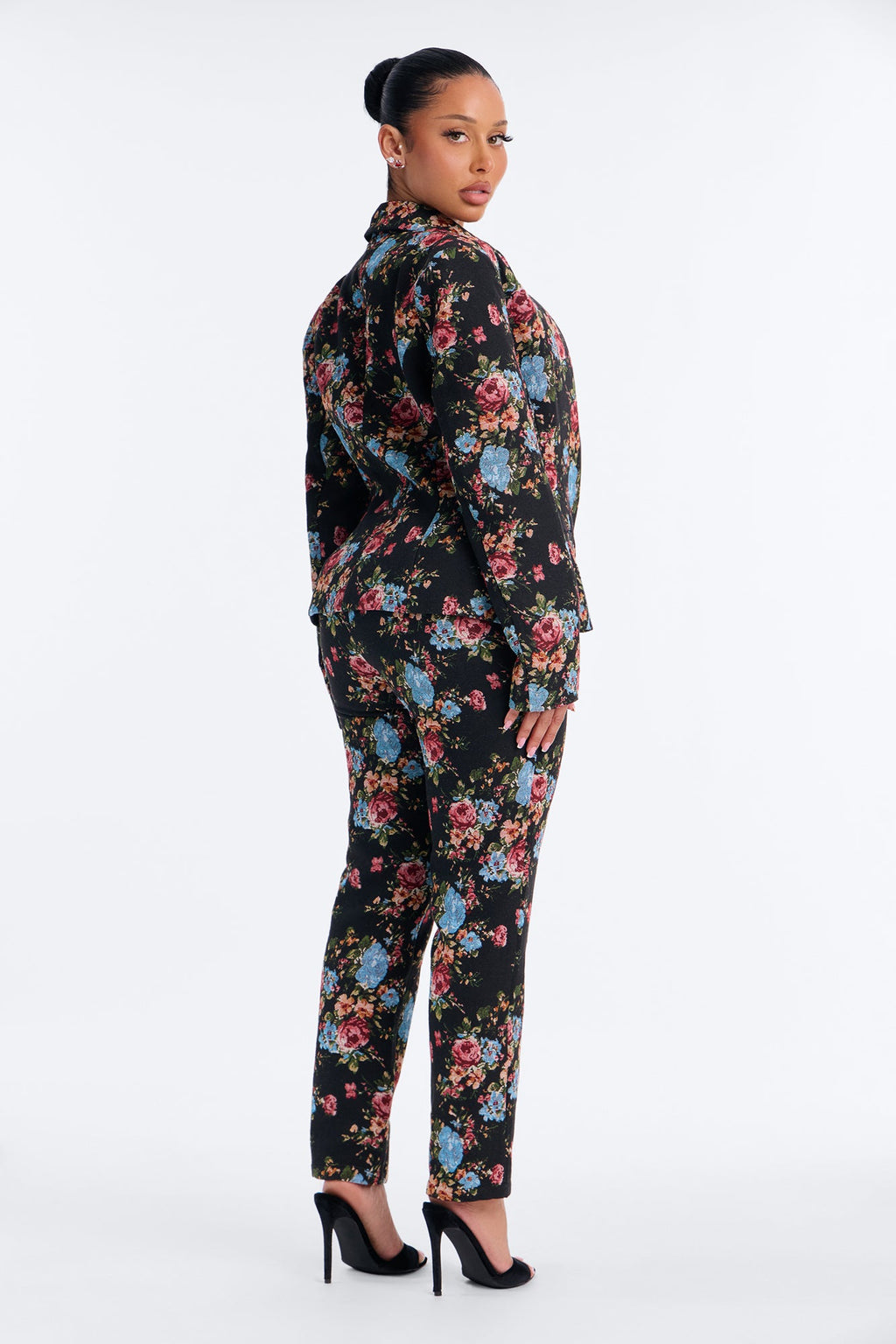 Odelia Jacquard Cigarette Pant Set - Multi Color