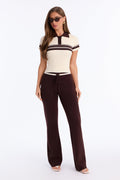 Jess Striped Knit Pant Set - Brown/combo