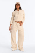 Thalia Thermal Wide Leg Pant Set - Oatmeal