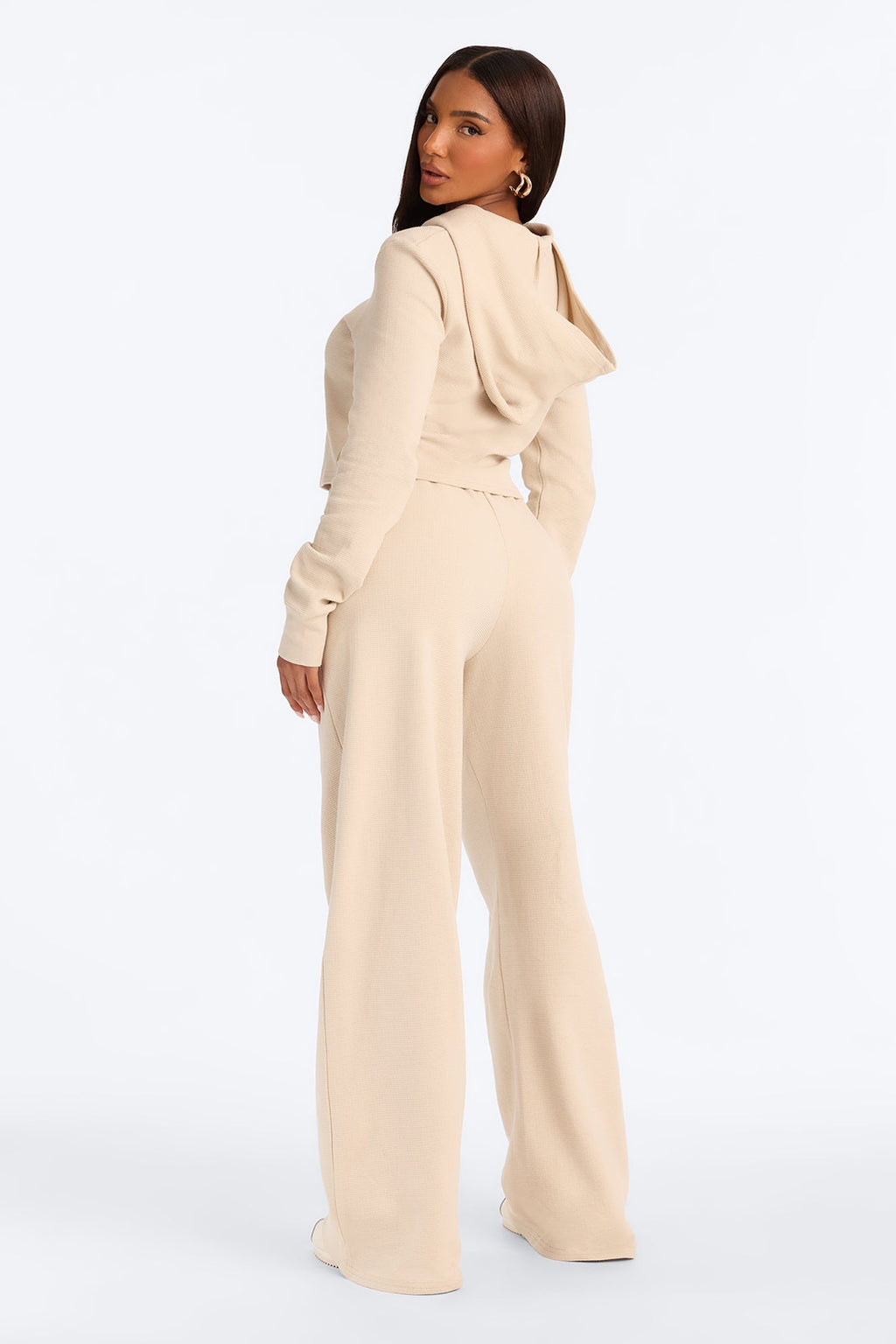 Thalia Thermal Wide Leg Pant Set - Oatmeal