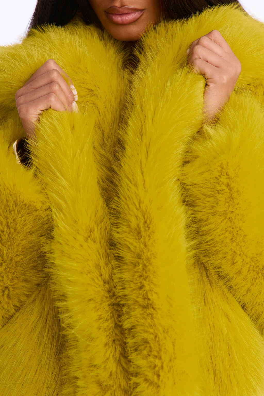 Gigi Faux Fur Coat - Chartreuse